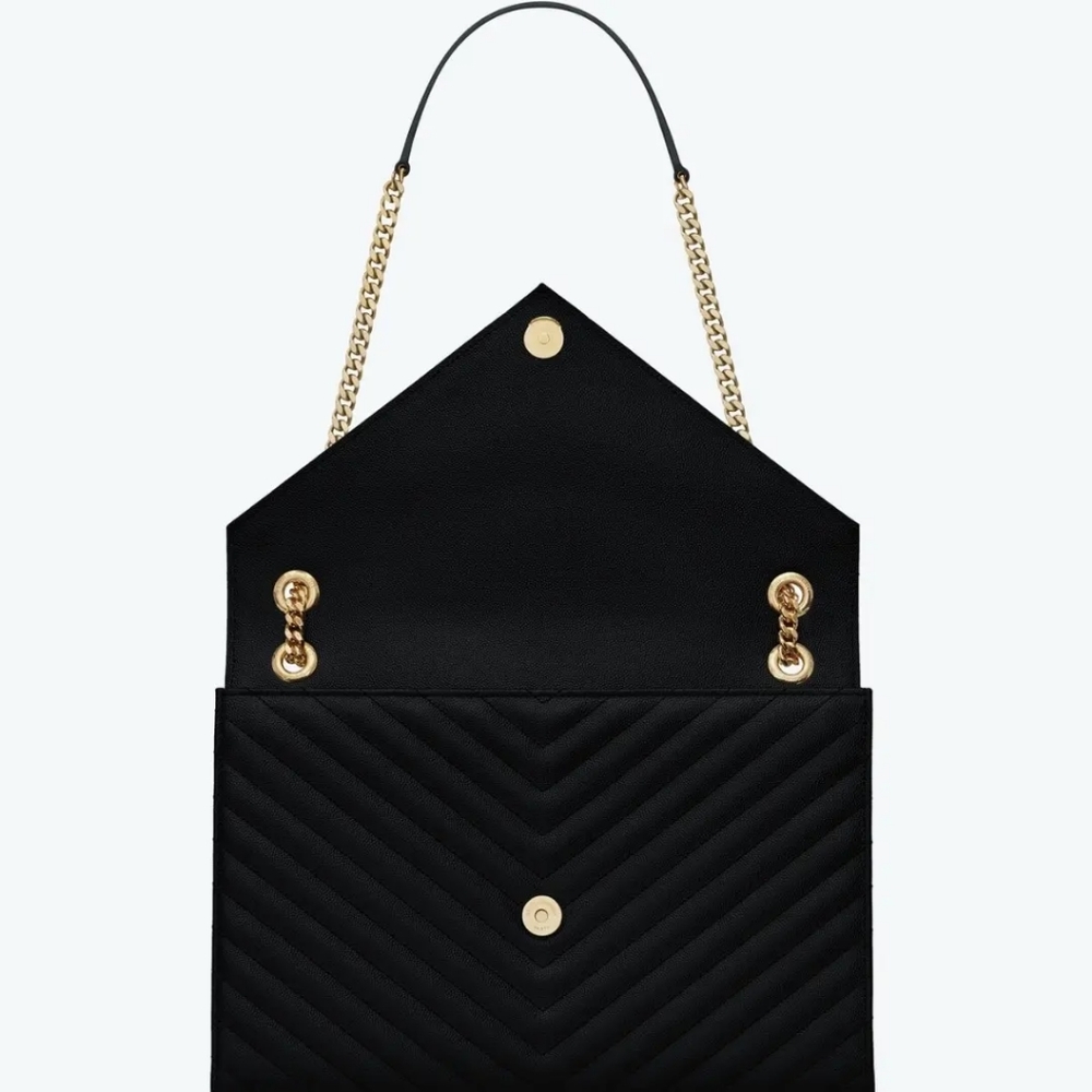 MSRP $3,500 NWT BNIB SAINT LAURENT ENVELOPE LARGE BAG MATELASSÉ GRAIN DE POUDRE - Picture 5 of 16